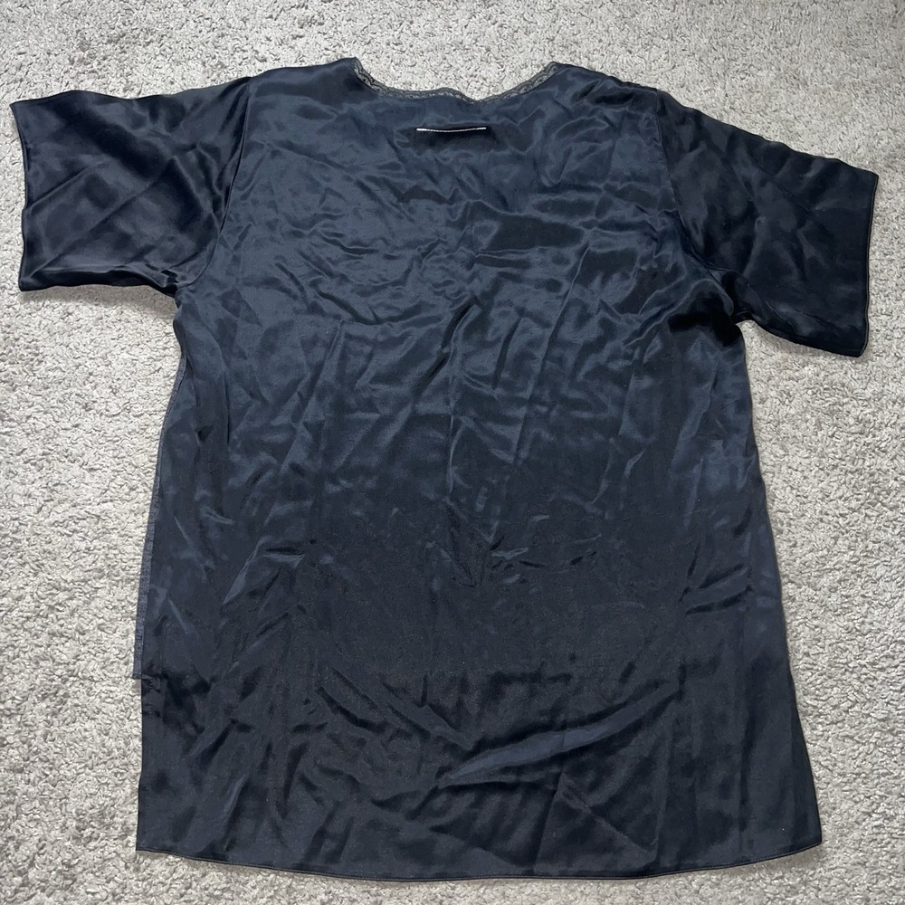 MM6 Maison Margiela Silk‎ Blend Short Sleeve Grey Black Contrast Archive S - Picture 6 of 6